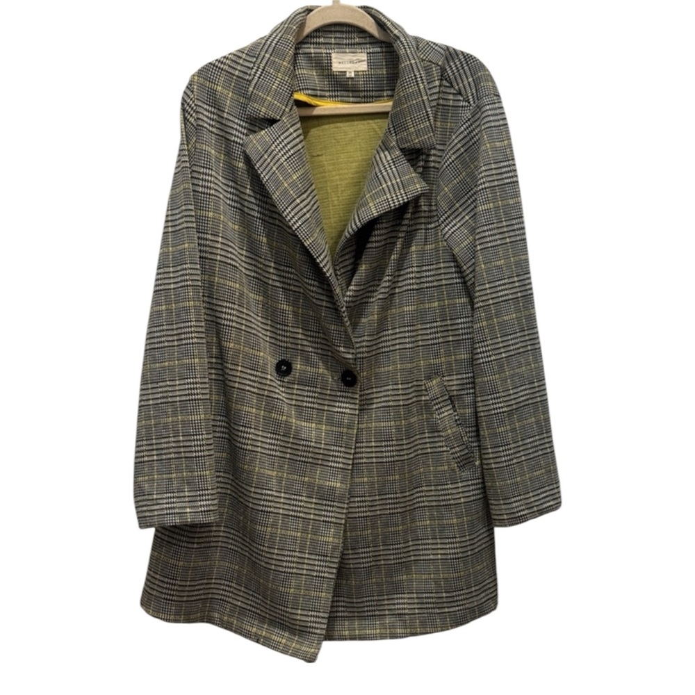 MELLODAY Gray Plaid Double Breasted Jacket Size 2X